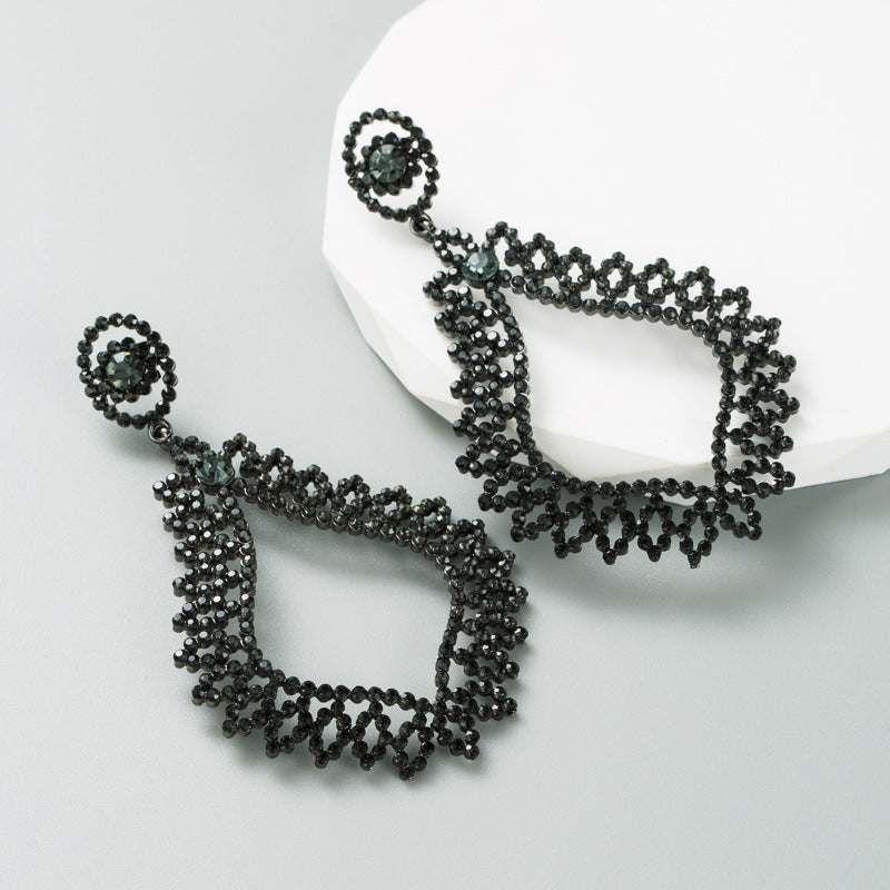 Wholesale Fancy Color Diamond Long Alloy Earrings